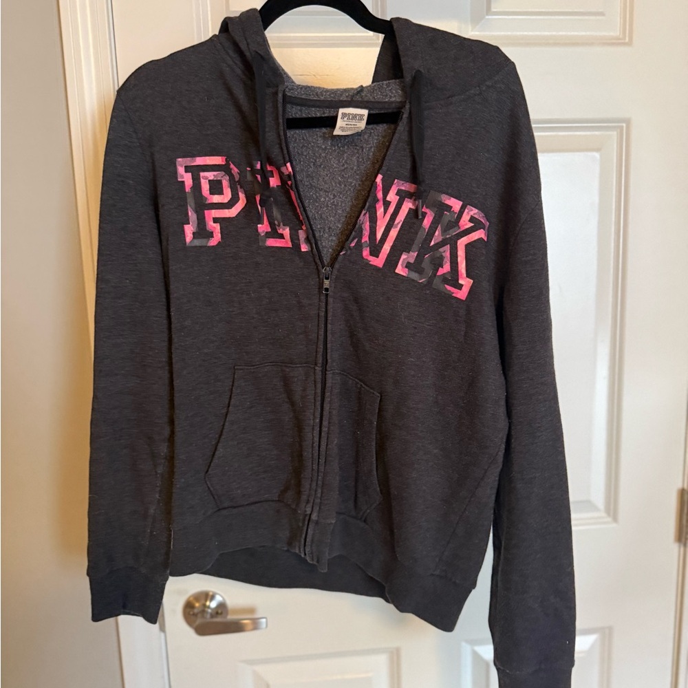 Pink brand zip up Hoodie
